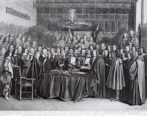Der Schwur des Ratifizierungsvertrags von Westfalen in Münster, 24. Oktober 1648
